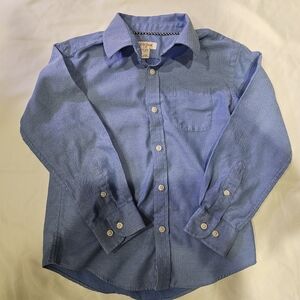 Cat And Jack Boys' Blue Button-down Shirt- XS (4/5)